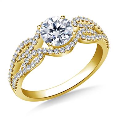 Infinity Diamond Accent Engagement Ring in 18K Yellow Gold