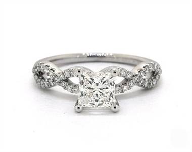 Infinity Diamond Pave Engagement Ring in 14K White Gold 1.80mm Width Band (Setting Price)