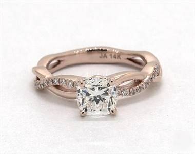 Infinity Solo Pave Engagement Ring in 14K Rose Gold 3.00mm Width Band (Setting Price)