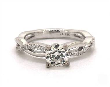Infinity Solo Pave Engagement Ring in 18K White Gold 3.00mm Width Band (Setting Price)