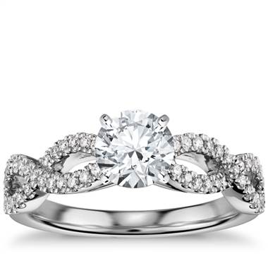 Infinity Twist Micropave Diamond Engagement Ring in 14K White Gold (1/4 ct. tw.)