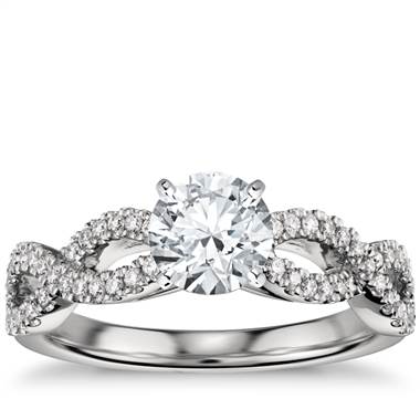 Infinity Twist Micropave Diamond Engagement Ring in Platinum (1/4 ct. tw.)