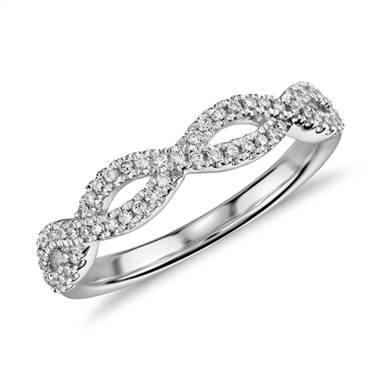 Infinity Twist Micropave Diamond Wedding Ring in 14k White Gold (1/5 ct. tw.)