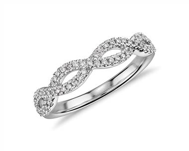 Infinity Twist Micropave Diamond Wedding Ring In 14k White Gold (1/5 ct. tw.)