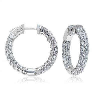 Inside Outside Diamond Hoop Earrings In 14K White Gold (4 1/2 cttw.)