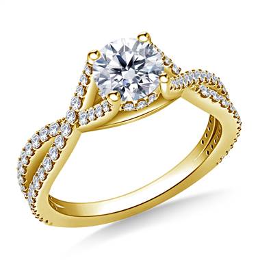 Intertwined Diamond Accent Engagement Ring in 18K Yellow Gold