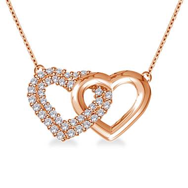 Intertwined Diamond Heart Pendant in 14K Rose Gold (1/4 cttw.)