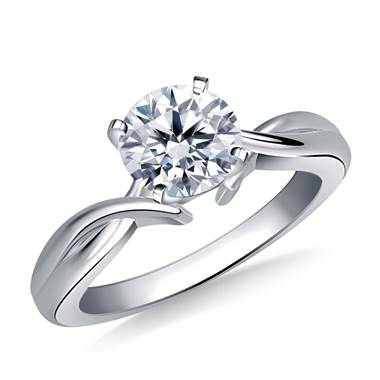 Intertwined Solitaire Diamond Engagement Ring in 14K White Gold (3.2 mm)