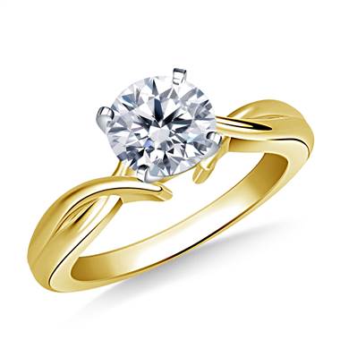 Intertwined Solitaire Diamond Engagement Ring in 18K Yellow Gold (3.2 mm)