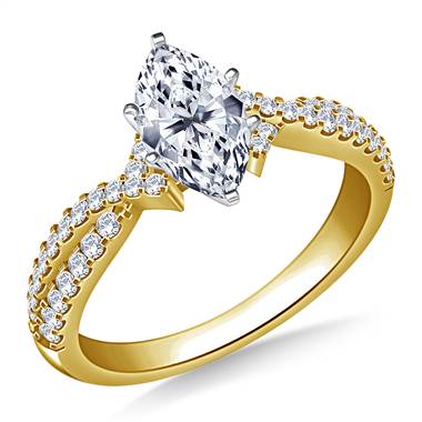 Interwined Diamond Accent Engagement Ring in 14K Yellow Gold (1/3 cttw.)