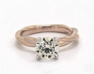 Interwoven Rope Solitaire Engagement Ring in 14K Rose Gold 4mm Width Band (Setting Price)