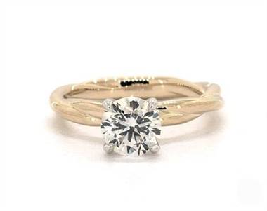Interwoven Rope Solitaire Engagement Ring in 14K Yellow Gold 4mm Width Band (Setting Price)