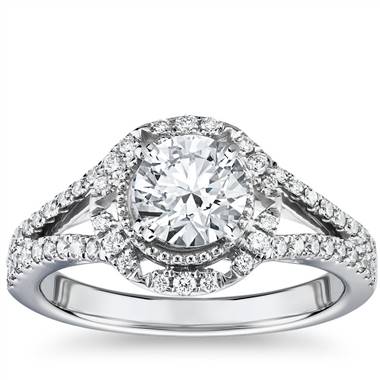 Inverse Scalloped Halo Diamond Engagement Ring in 14k White Gold (3/8 ct. tw.)