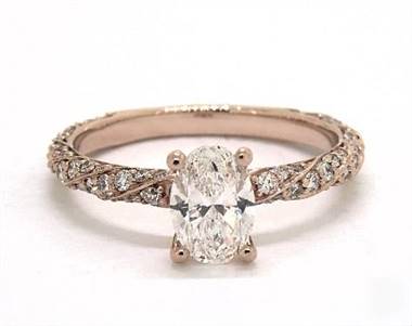 Kaleidoscope Twisted Pave Engagement Ring in 14K Rose Gold 2.20mm Width Band (Setting Price)