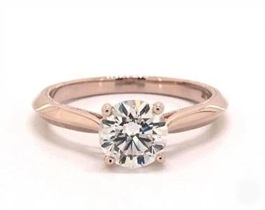 Knife-Edge Milgrain, Scroll Solitaire Engagement Ring in 14K Rose Gold 1.8mm Width Band (Setting Price)