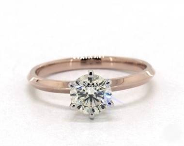 Knife Edge Six Prong Solitaire Engagement Ring in 14K Rose Gold 2.00mm Width Band (Setting Price)