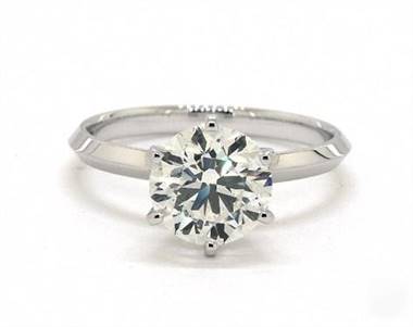 Knife Edge Six Prong Solitaire Engagement Ring in 14K White Gold 2.00mm Width Band (Setting Price)