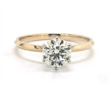 Knife Edge Six Prong Solitaire Engagement Ring in 14K Yellow Gold 2.00mm Width Band (Setting Price)