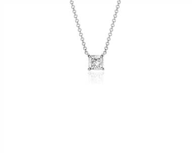 Lab Grown Diamond Cushion Cut Solitaire Pendant Necklace In 14k White Gold (3/4 ct. tw. - F-G / VS2-SI1)
