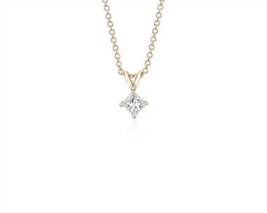 Lab Grown Diamond Princess Cut Solitaire Pendant Necklace In 14k Yellow Gold (1/2 ct. tw.)