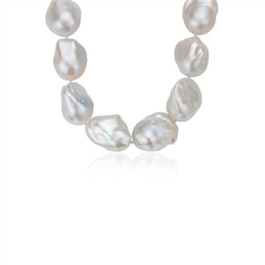 "Large Baroque Freshwater Cultured Pearl Necklace in 18k White Gold (20-22 mm)"