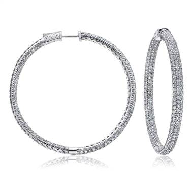 Large Inside Outside Diamond Hoop Earrings In 14K White Gold