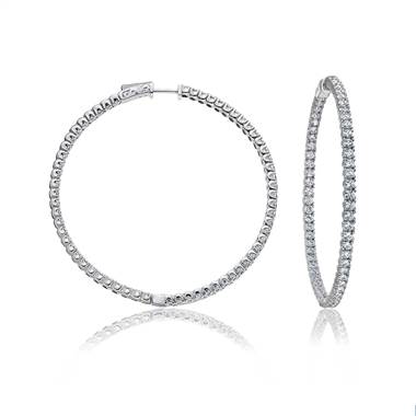 Large Inside Outside Diamond Hoop Earrings In 14K White Gold