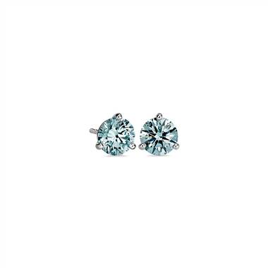 LIGHTBOX Lab-Grown Blue Diamond Round Solitaire Martini Stud Earrings in 14k White Gold (1 1/2 ct. tw.)