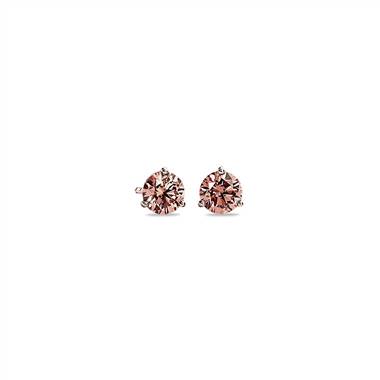 LIGHTBOX Lab-Grown Pink Round Diamond Solitaire Martini Stud Earrings in 14k Rose Gold (1 ct. tw.)