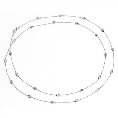 "Long Moon Cut Shimmer Necklace in Italian Sterling Silver (36")"