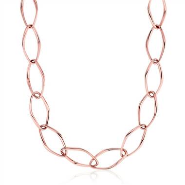 "Long Open Oval Chain Necklace in 18k Italian Rose Gold (34")"