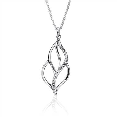 Long Organic Leaf Pendant in Sterling Silver (30 inches)