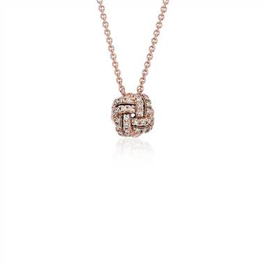 Love Knot Diamond Necklace in 14k Rose Gold (1/4 ct. tw.)