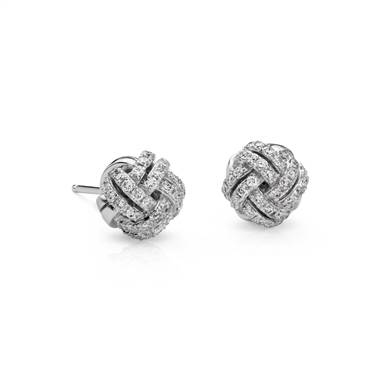 Love Knot Diamond Stud Earrings in 14k White Gold (5/8 ct. tw.)