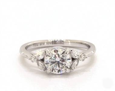 Lovely Marquise Side-Stone Engagement Ring in 14K White Gold 2.00mm Width Band (Setting Price)