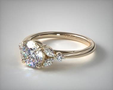 Lovely Marquise Side-Stone Engagement Ring in 14K Yellow Gold 2.00mm Width Band (Setting Price)