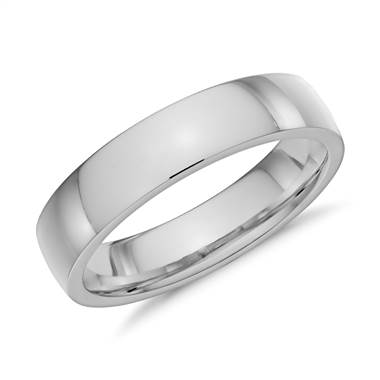 "Low Dome Comfort Fit Wedding Ring in 14k White Gold (5mm) "