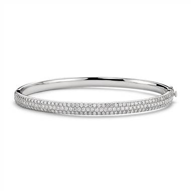 Lucille Diamond Rollover Bangle Bracelet in 18k White Gold (3 ct. tw.)