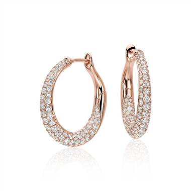 Lucille Diamond Rollover Hoop Earrings in 18k Rose Gold (2 ct. tw.)