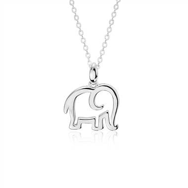 Lucky Elephant Charm Pendant in Sterling Silver