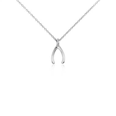 "Lucky Wishbone Pendant in Sterling Silver"