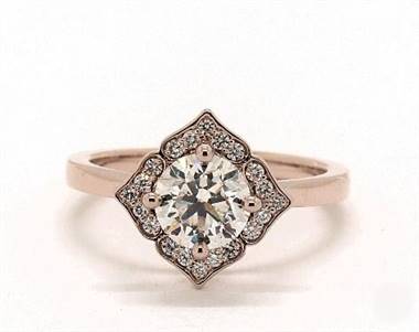 Magnolia Halo with a Southern Twist Engagement Ring in 14K Rose Gold 4mm Width Band (Setting Price)