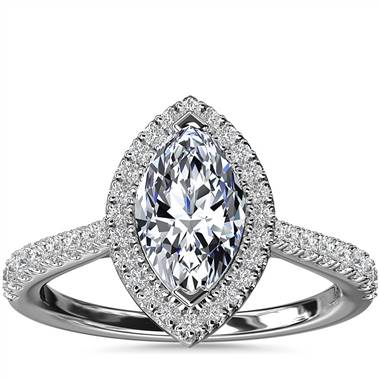 Marquise Diamond Bridge Halo Diamond Engagement Ring in Platinum (1/3 ct. tw.)