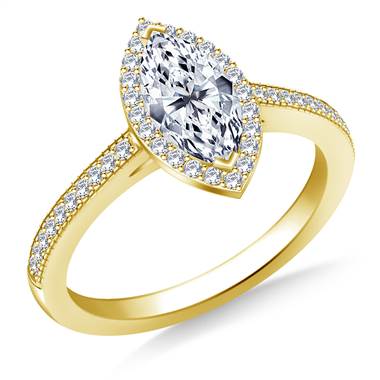 Marquise Halo Diamond Engagement Ring in 18K Yellow Gold