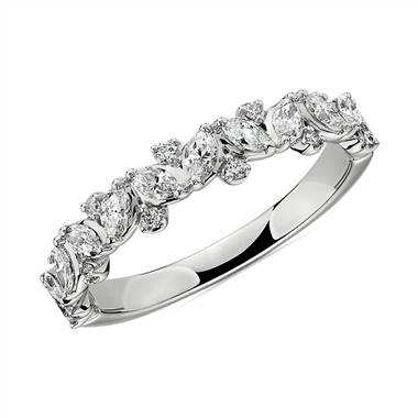 Marquise & Round Cluster Diamond Wedding Ring in 14k White Gold (1/2 ct. tw.)