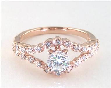 Marquise & Round Diamond Split-Shank Engagement Ring in 14K Rose Gold 3.50mm Width Band (Setting Price)