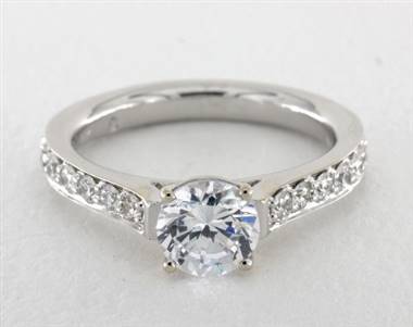 Martin Flyer Reverse Taper Pave Bead Set Designer Ring in 4mm 14K White Gold (Setting Price)