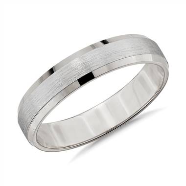 "Matte Beveled Edge Wedding Ring in Platinum (4.5mm)"