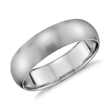 "Matte Mid-weight Comfort Fit Wedding Band in 14k White Gold (6mm) "
