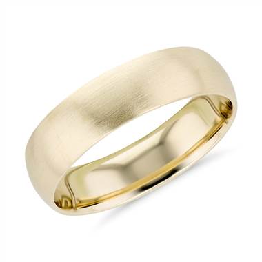 "Matte Mid-weight Comfort Fit Wedding Band in 14k Yellow Gold (6mm) "